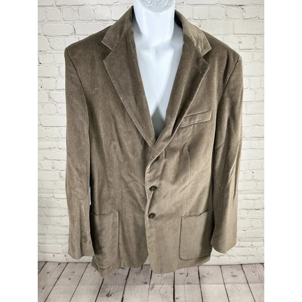 Le Collezioni Structure Brown Suede Corduroy 3-Button Jacket Blazer Men’s L 44R